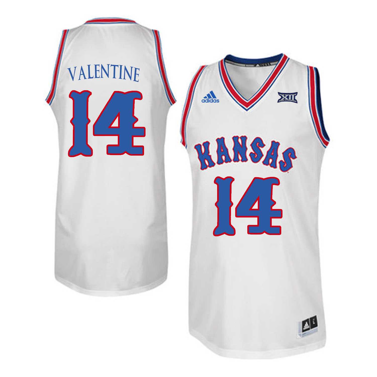 Kansas Jayhawks 14 Darnell Valentine White Throwback College Basketball Jersey Dzhi